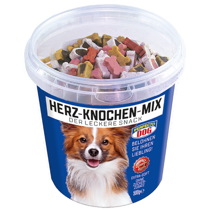 PERFECTO Dog Herz knochen mix a bucket 500g dog treats