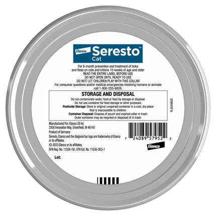 Seresto Vet-Recommended 8-Month Flea & Tick Prevention External Antiparasite Collar for Cats