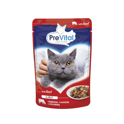 Prevital- PremiumCat wet food pouches 100g: Beef in Jelly/ Turkey and rabbit in jelly/ Chicken in jelly