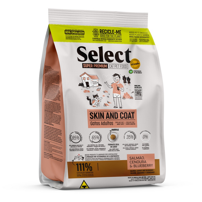 Select by Monello- SUPER PREMIUM Adult cat dry food- Skin & Coat Salmon,Carrot & Blueberry (1.5kg)