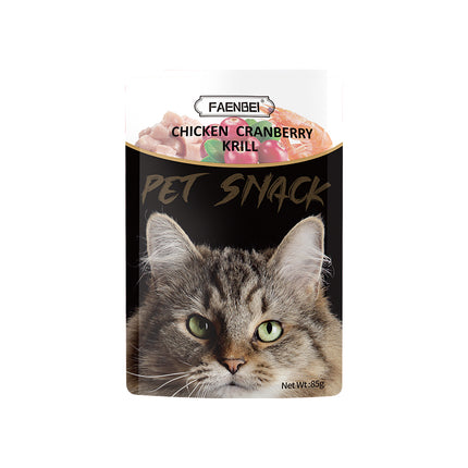 Faenbei- Premium Cat Food Pouch 85g With: Chicken Cranberry & Krill/ Chicken & Rabbit & Mussels/ Chicken & Pumpkin & Fish Oil
