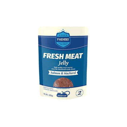 Faenbei- Premium Cat Pouch Jelly 85g With: Salmon & Mackerel/ Chicken & Tuna