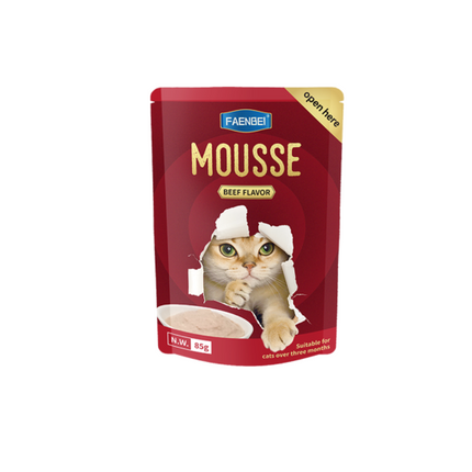Faenbei- Premium Cat Pouch Mousse 85g With: Chicken/ Chicken & Tuna/ Beef