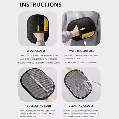 Electrostatic Pet Hair Remover Gloves Multiple Use