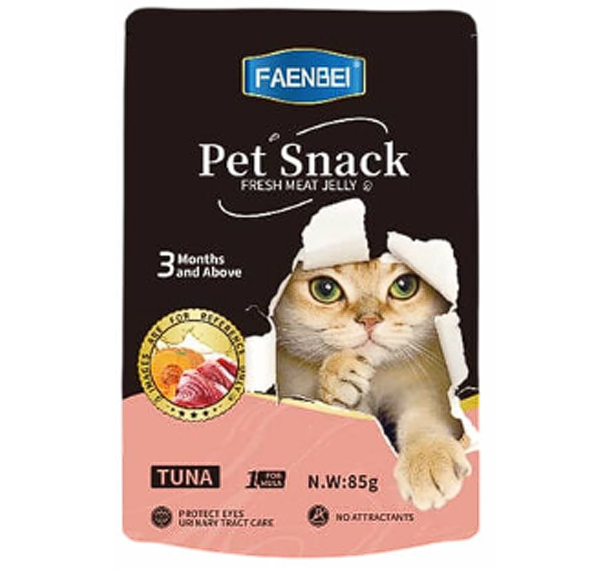 Faenbei- Premium Cat Food Pouch PetSnack With Tuna & Salmon/ Tuna 85g