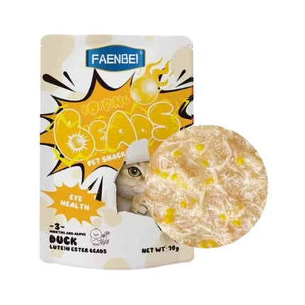 Faenbei- Premium Popping Beads Cat Pouch 70g With:  Chicken Milkshake & Fucoidan/ Tuna & Fish Oil &Lutein Ester/ Tuna & Fish Oil & Krill/ Duck & Lutein Ester/ Salmon & Cellulose/ Chicken & Barley Grass/ Chicken & Astaxanthin