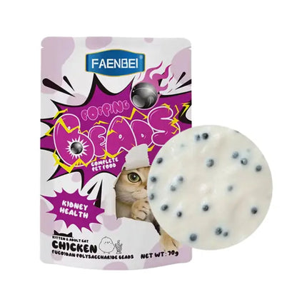 Faenbei- Premium Popping Beads Cat Pouch 70g With:  Chicken Milkshake & Fucoidan/ Tuna & Fish Oil &Lutein Ester/ Tuna & Fish Oil & Krill/ Duck & Lutein Ester/ Salmon & Cellulose/ Chicken & Barley Grass/ Chicken & Astaxanthin