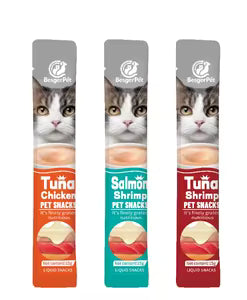 Cat Treat Creamy Liquid Snack- BesgerPet  Salmon shrimp/ Chicken tuna/ Tuna shrimp 4 pcs/25pcs/60pcs/100pcs