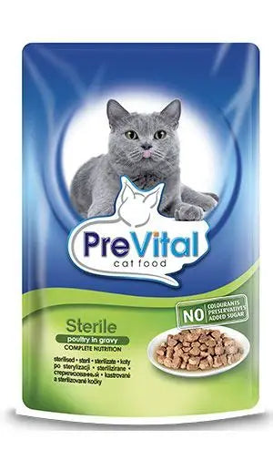 Prevital- Premium Sterilized Cat wet food Pouch Poultry In Gravy 100g