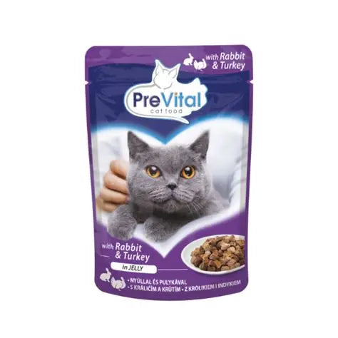 Prevital- PremiumCat wet food pouches 100g: Beef in Jelly/ Turkey and rabbit in jelly/ Chicken in jelly