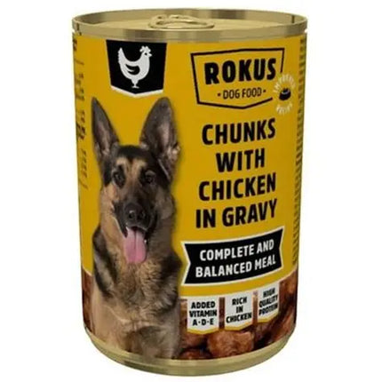 Rokus- Premium Dog Wet Cans: Chunks IN GRAVY with beef/or chicken 1240g