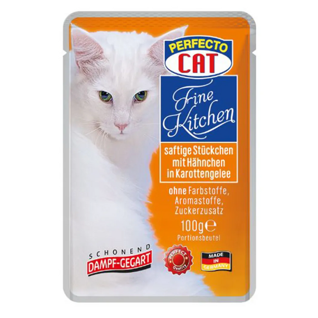 Perfecto cat wet food fine  kitchen with  chicken I carrot  jelly 100g