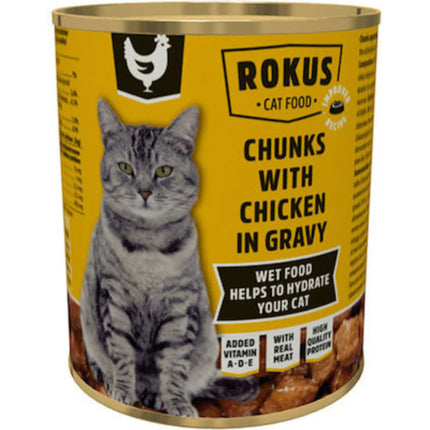 Rokus- PREMIUM CAT Wet cans BEEF/CHICKEN IN GRAVY 415g