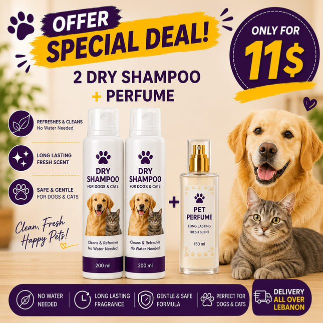Offer- for Cat and Dog: 2 Dry shampoo+ perfume| Only for 11$
