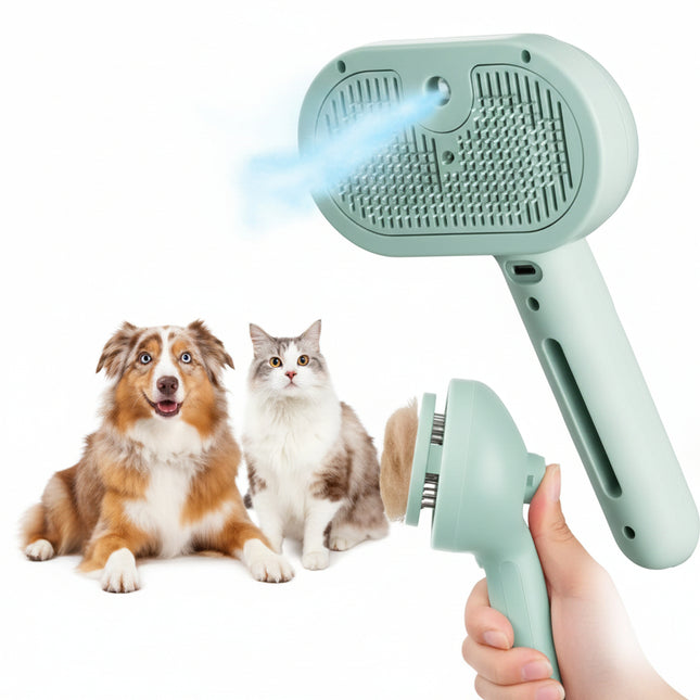 3in1 Pet Water Brush Electric Cat Dog Hair Removal Comb anti-Tangle Steam Spray