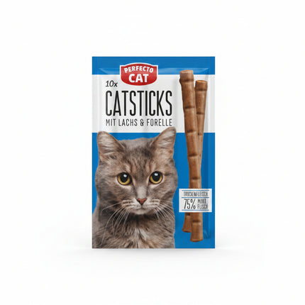 Hartz Cat Sticks packaging with a cat's face on a blue background