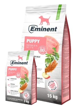 Eminent- SUPER PREMIUM Dog Dry Food- Puppy Small and Medium breed- Chicken flavor 3kg/15kg