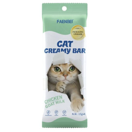 Faenbei- Premium Cat Creamy Bar With: Chicken & Goat Milk/Salmon & Fish Oil/ Tuna & Shrimp (15g*4pcs)