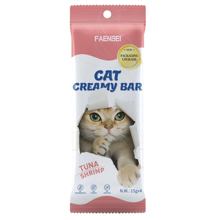Faenbei- Premium Cat Creamy Bar With: Chicken & Goat Milk/Salmon & Fish Oil/ Tuna & Shrimp (15g*4pcs)