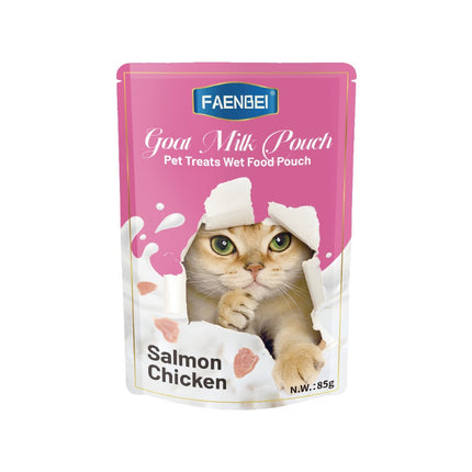 Faenbei- Premium Cat wet food pouches 85g with: Rabbit & Chicken/ Salmon and chicken/ Turkey and chicken/Chicken /Chicken & Cod Fish/Chicken & Rabbit