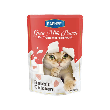 Faenbei- Premium Cat wet food pouches 85g with: Rabbit & Chicken/ Salmon and chicken/ Turkey and chicken/Chicken /Chicken & Cod Fish/Chicken & Rabbit
