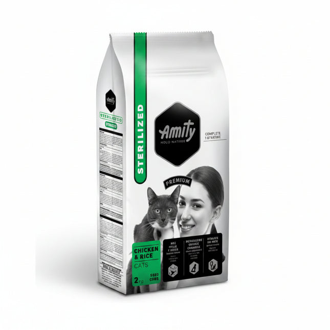 Amity PREMIUM cat dry food- Adult STERILIZED: Chicken and rice flavor 1kg/2kg/10kg