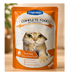 Faenbei- Premium Cat Pouch Mousse 85g With:  Chicken Squad & Goat Colostrum/ Salmon & Beef & Fish Oil