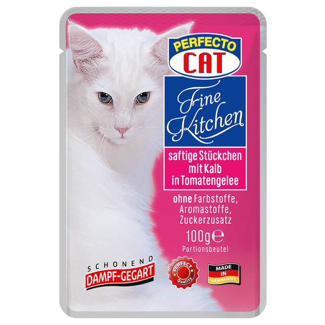 Perfecto cat wet food fine  kitchen with veal I tomato jelly 100g