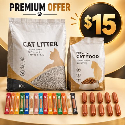 Premium Cat Offer – رمل + دراي فود + سناك | فقط $15