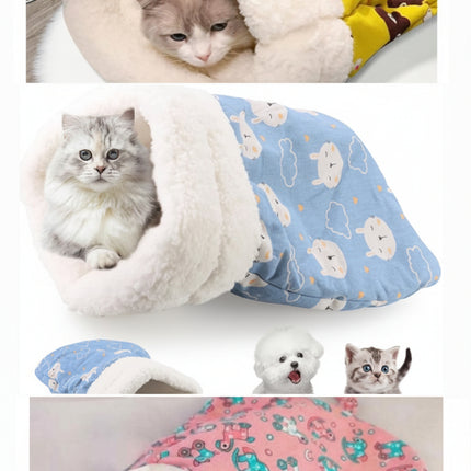 Collage of cats in various patterned pet beds.
