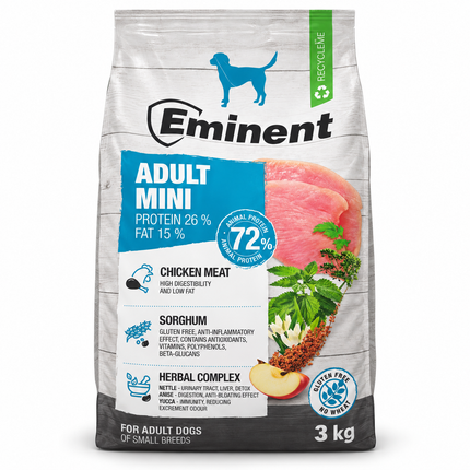 Eminent- SUPER PREMIUM Dog Dry Food- Adult Mini chicken flavor 3kg/15kg
