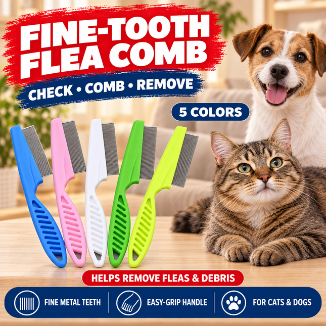 Flea and tick comb for cats and dogs