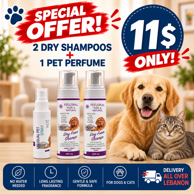 Offer- for Cat and Dog: 2 Dry shampoo+ perfume| Only for 11$