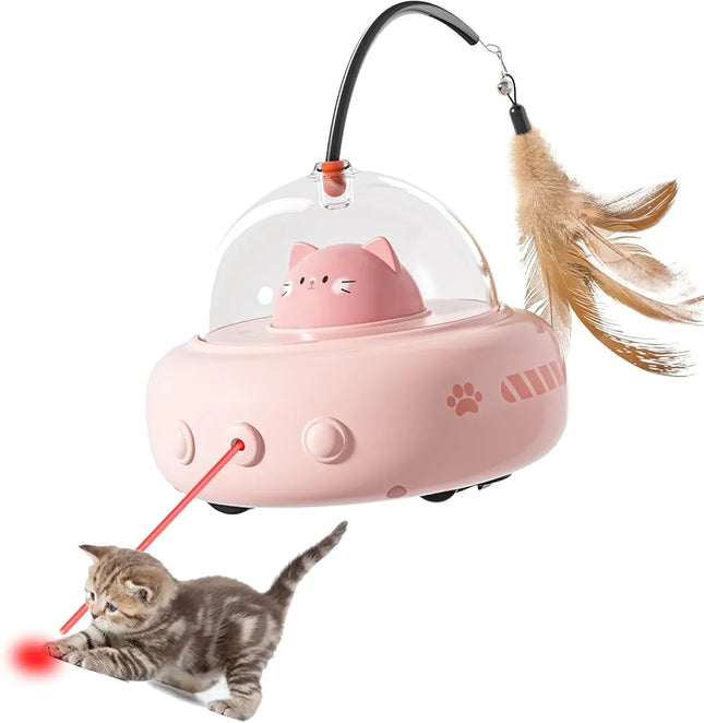 Automatic Feather & Laser Cat Toy – UFO Design