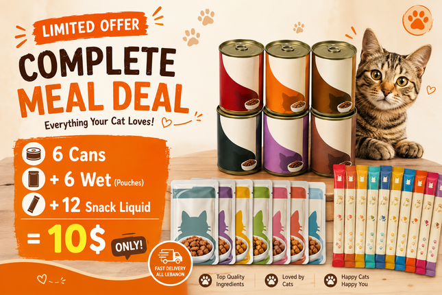 Offer- 6 wet food Cans+ 6 Wet pouches + 12 Snacks Liquid | ONLY for 10$